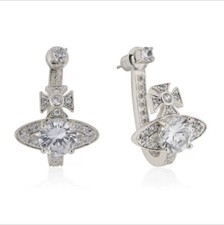 Vivienne Westwood  Silver Crystal Orb Drop Earrings With Gift Packaging