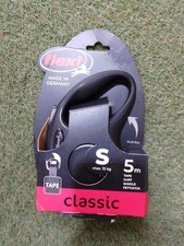 Flexi Classic Black Small 5m Tape Retractable Lead Max 15kg Dog 