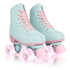 Roller Skates Women, Adult Breathable PU Leather Flash Wheels Roller Skates f...