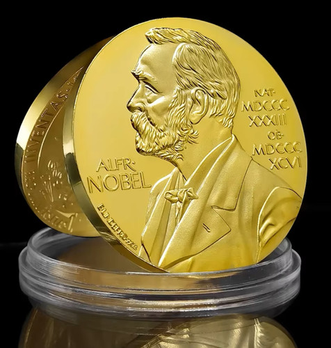 Nobel prize gold coin medal - nobel,