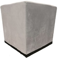 DEFECTIVE Grey Velvet Pouffe Foot Stool Square Cube Ottoman Seat Living Room