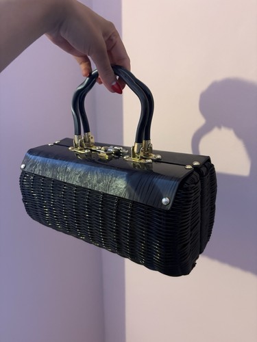 Vintage 1950s black wicker - 1950s,