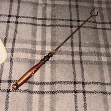 Georgian Wrought Iron Turn Wood Toasting Fork Flesh Antique