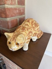 Winstanley Pottery Large Ginger Cat Lying Down/Stalking Size 5. 