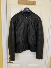 Men’s M&S autograph genuine Leather Jacket biker xl 44 46 48 black gold top sty 