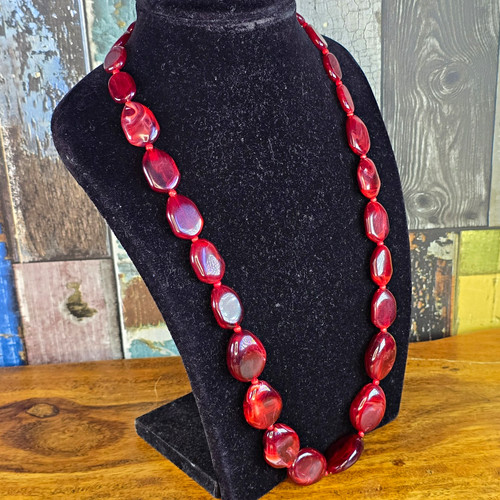 Elegant blood red oval beaded - blood,