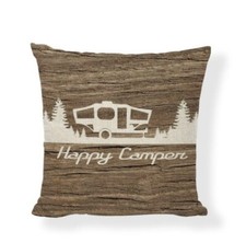 Happy Campers Cushion Cover trailer tent folding camper cotton 45cm