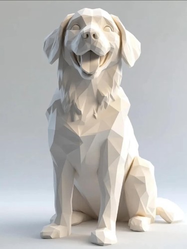 Low poly golden retriever - low,