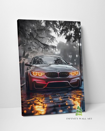 Racing car glow canvas - car, art