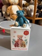 Hermann Teddy Bear Miniature Teal  5.5cm Tall with box