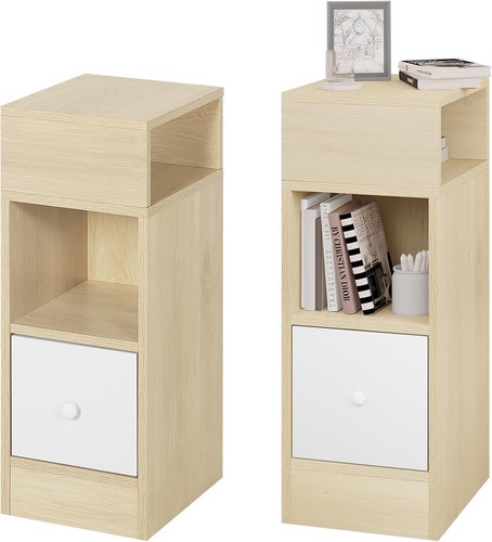 Light oak slim bedside tables - light,