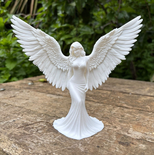 White winged angel figurine - white,