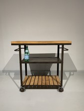 Industrial Drinks Trolley Rustic Metal Cart Serving Shelf Kitchen Table