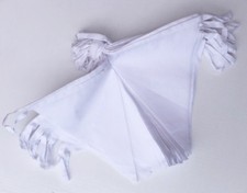 White Bunting COTTON FABRIC 12M 40 Pennent Wedding Decoration Party banner