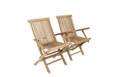 Two Teak Folding Armchairs -