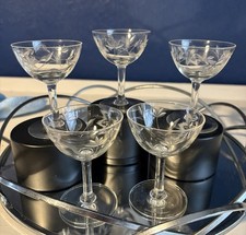 5 Vintage Small Etched Glass