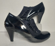 Lotus Black Patent Suede Ankle/Trouser Boots Size 6 Button Victorian Steampunk