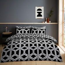 Printed Bedding Set Grey Duvet Cover Reversible Pink Quilt Covers Pillowcases UK