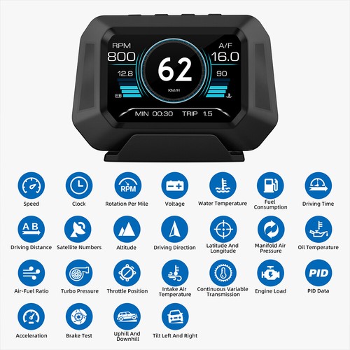 Obd2 gps car gauge hud - obd2+gps,