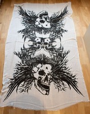Large Skull Print Scarf White