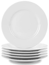 6 x Orion Tableware White Side Plates Wide Rim Porcelain White Serving Dishes