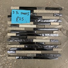 Blue And Grey Quartz Mosaic 3 Sheets Job Lot