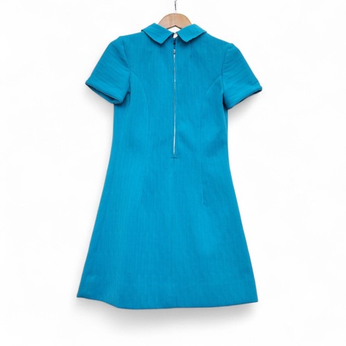 70s vintage dress blue knit - vintage, 32