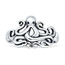 Octopus Filigree Oxidized Ring