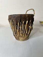 Vintage African Bongo Drum Goat Or Cow Skin Miniature