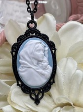 Madonna Mary Child Jesus MOM Heart Jewelry White Mothers Day necklace Cameo Bday
