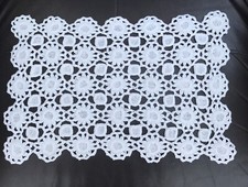 Vintage White Crochet Doily Lace Cotton Floral Table Mat  Place Mat 15.5 x 10ins