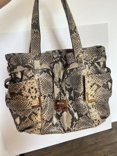 MICHAEL KORS “BEVERLY" Python Effect Back & Beige Drawsting Satchel 
