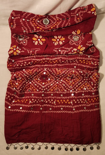 Vintage red bandhani saree - saree, /
