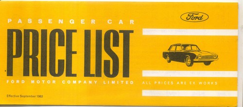 Ford price list 1963 - list,