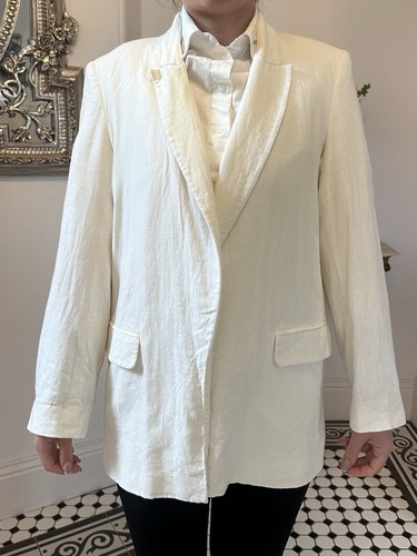 Zara women white linen - white,