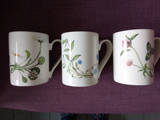 3 x Portmeirion Mugs Queens Hidden Garden floral motif excellent condition