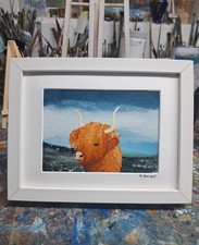 Highland Cow Calf Oil On