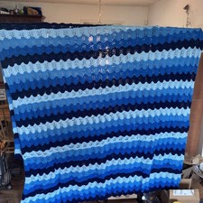 Hand Crochet Blue Retro Wave