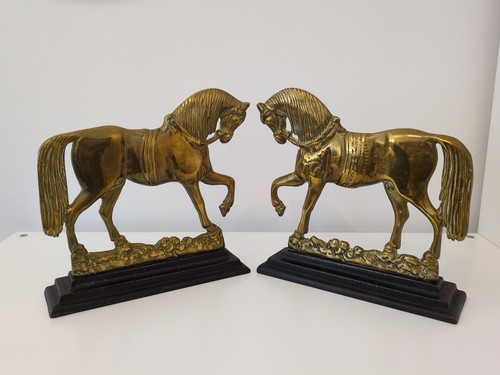 Pair brass horse doorstops - pair, of