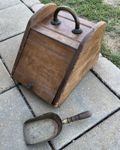 Antique wood coal scuttle - wood, box