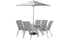 Sicily 6 Seater Metal Patio Set - Grey