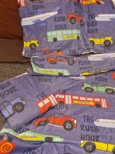 Single Bed Duvet Set Cover Pillow Case Fitted Sheet Kids Transport Themed Design