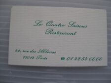 Le Quatre Saisons Restaurant, 44 rue des Abbesses, Paris - business card