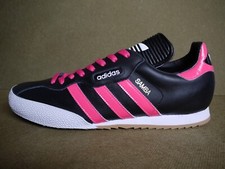 Adidas Samba Super Black Leather CUSTOM Pink Stripes & Laces