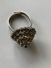 Vintage Pyramid Ring Metal adjustable silver tone faceted ring 