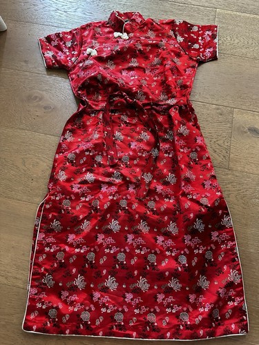 Girls red floral cheongsam