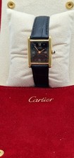 Must de Cartier Tank 18ct Gold on Silver Mid Size Watch in Cartier Red Pouch.