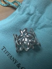 Tiffany And Co Paloma Picasso Olive Leaf Wide Band Ring Silver 5.5 Size