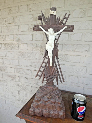 Antique large wood carved - wood,