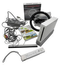 Nintendo Wii Console Bundle, Sports, Fit Plus, Wheel, Controller - H6 O797